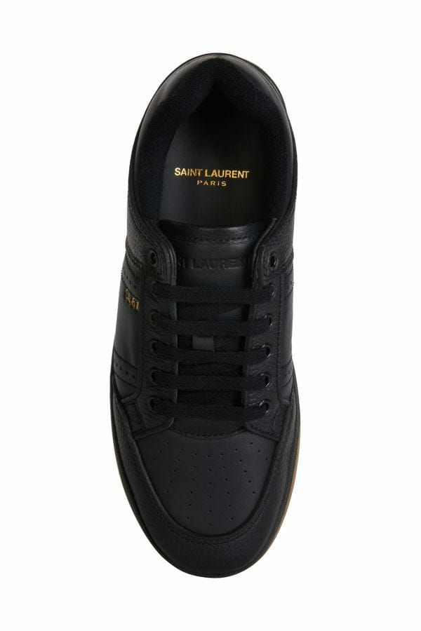 Saint Laurent Elegante Sorte Low-Top Lædersneakers