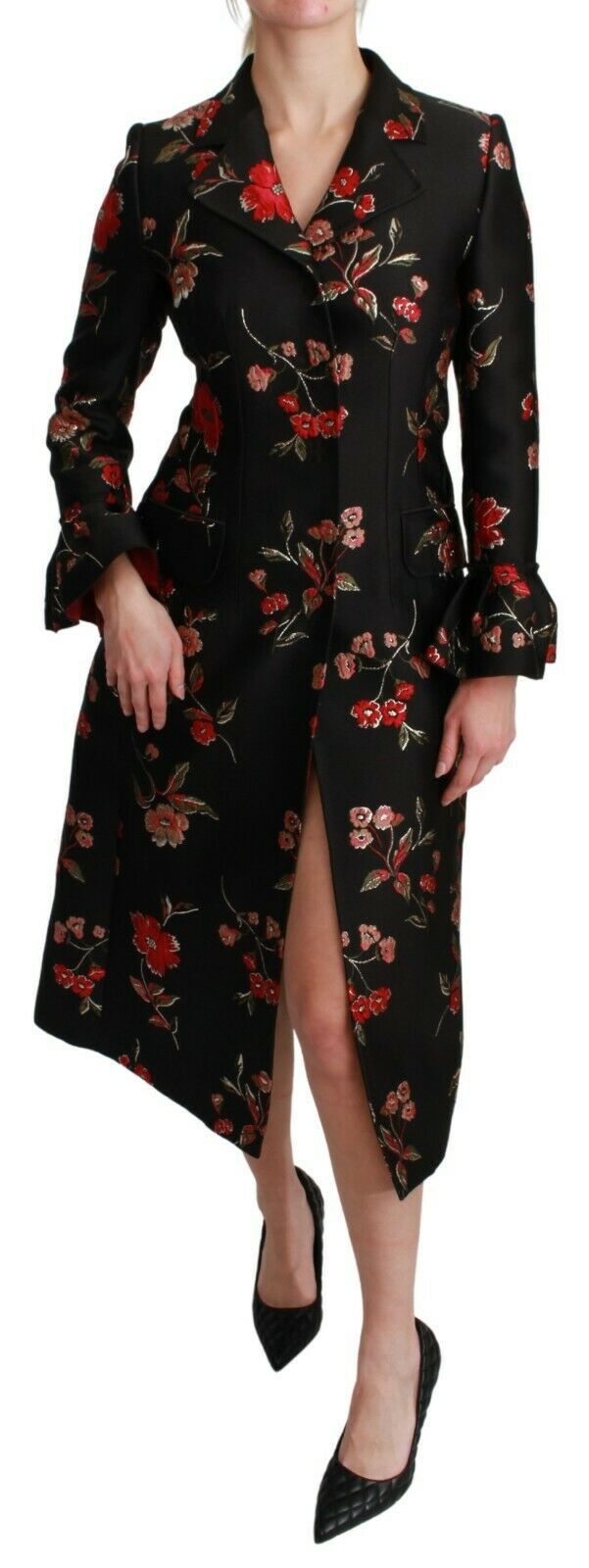 Dolce & Gabbana Elegant Blomsterbroderet Trenchcoat