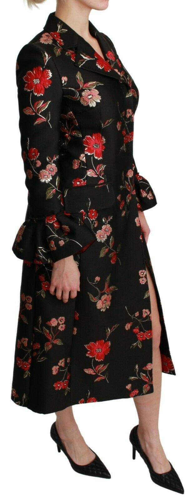Dolce & Gabbana Elegant Blomsterbroderet Trenchcoat