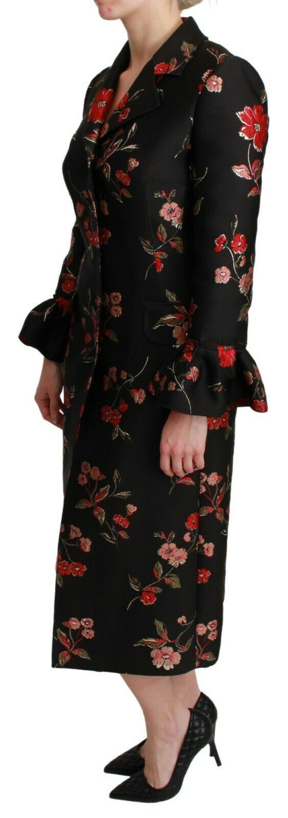Dolce & Gabbana Elegant Blomsterbroderet Trenchcoat