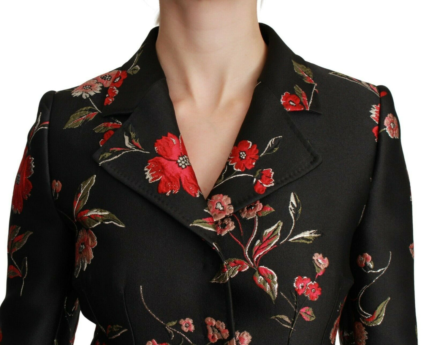 Dolce & Gabbana Elegant Blomsterbroderet Trenchcoat