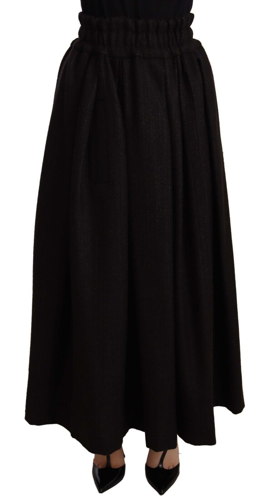 Dolce & Gabbana Elegant Højtaljet Maxi A-formet Uldnederdel