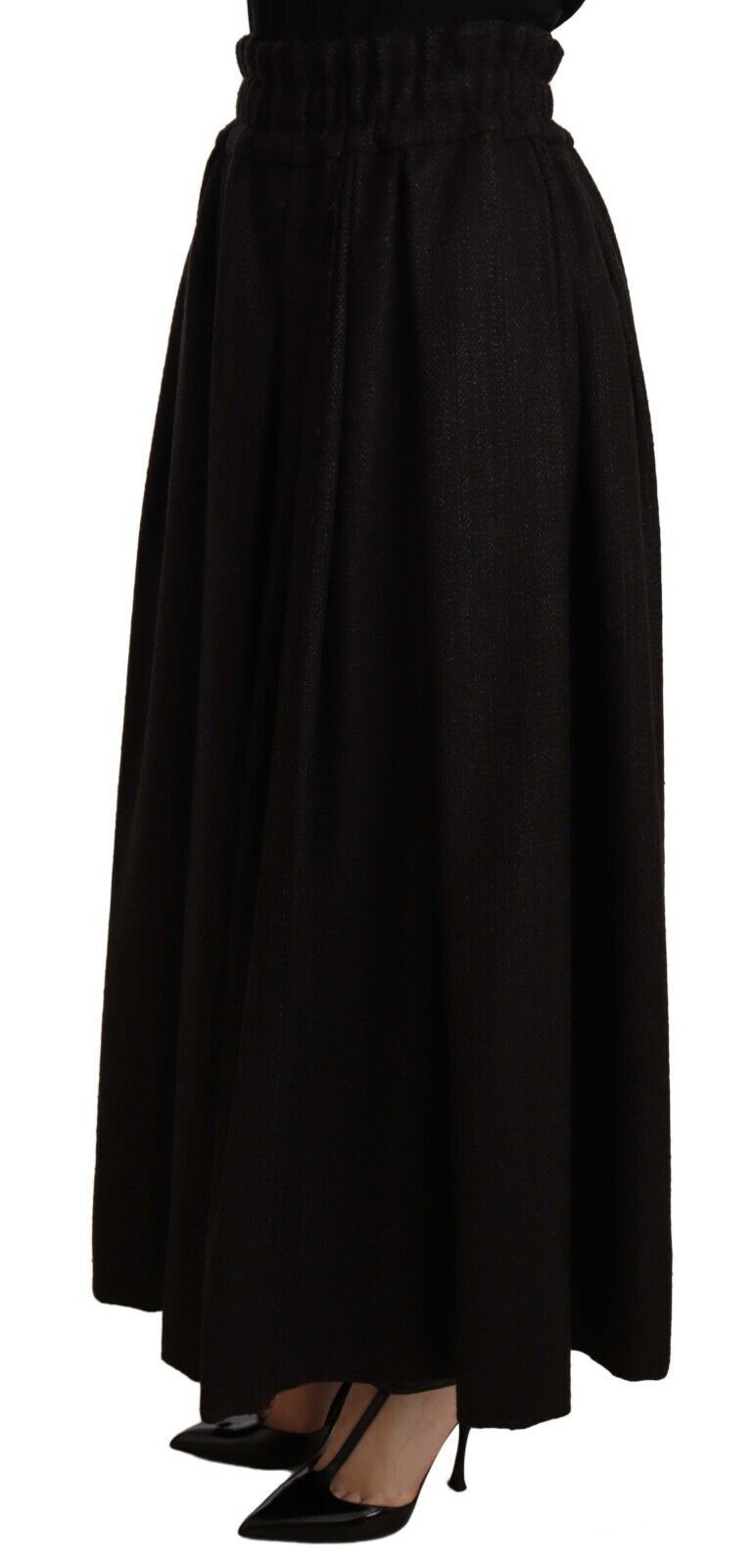 Dolce & Gabbana Elegant Højtaljet Maxi A-formet Uldnederdel