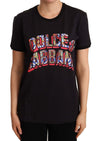 Dolce & Gabbana Elegant Sort Bomulds T-shirt med Logo