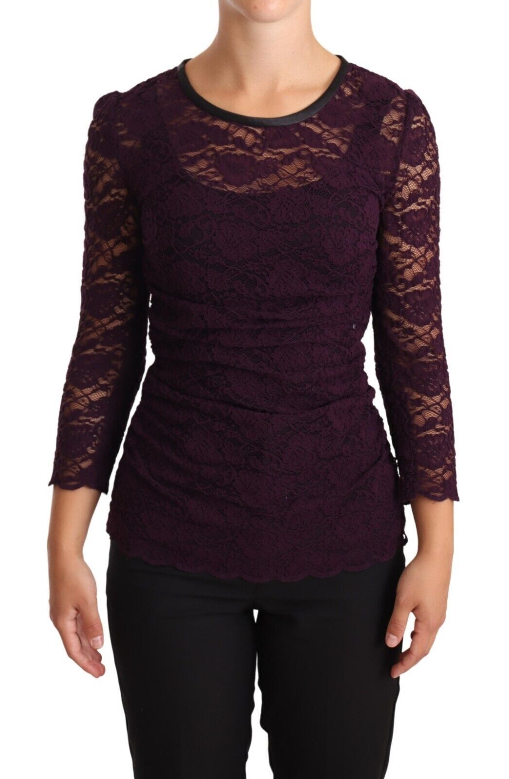Dolce & Gabbana Elegant Transparent Blondebluse med Lange Ærmer