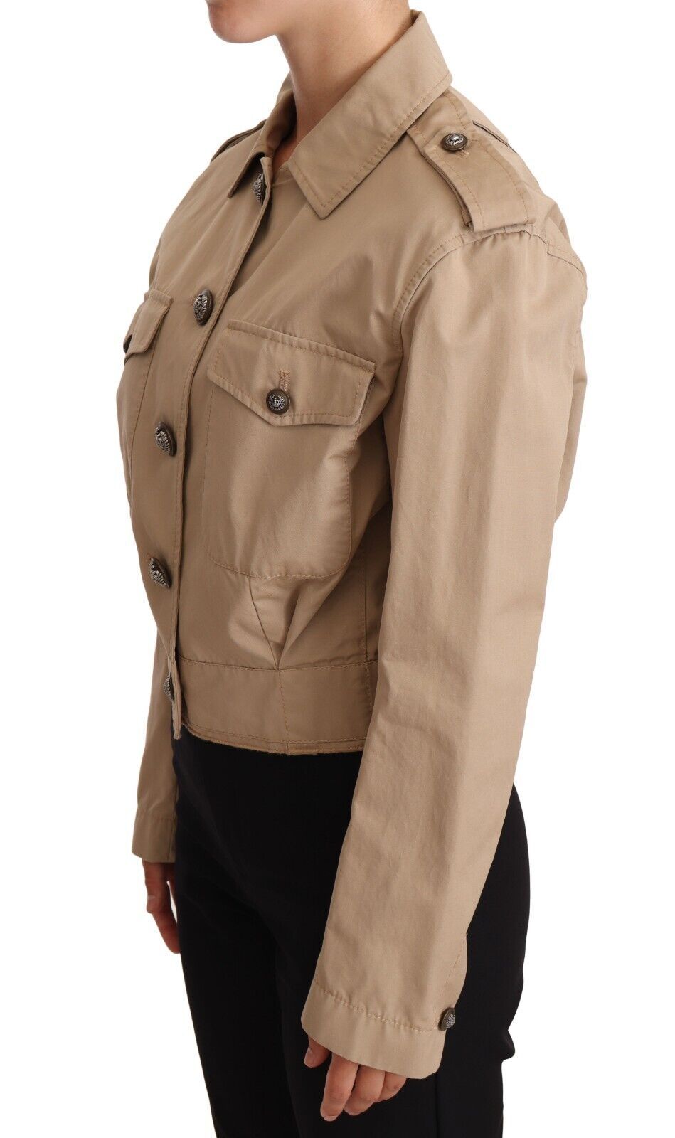 Dolce & Gabbana Elegant Cropped Bomuldsjakke i Beige