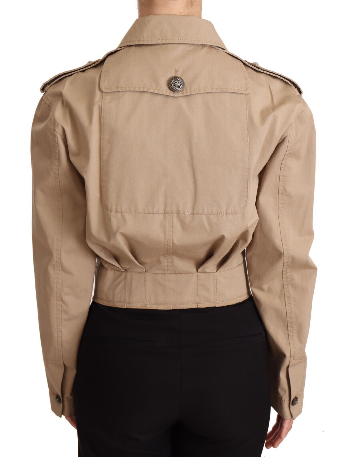 Dolce & Gabbana Elegant Cropped Bomuldsjakke i Beige
