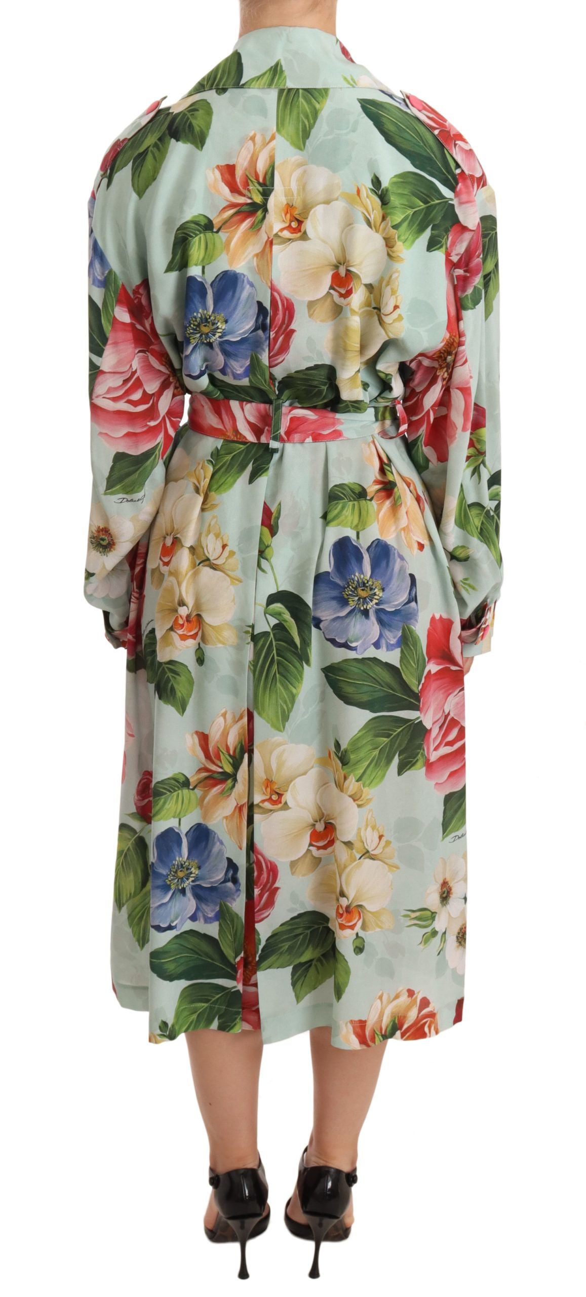 Dolce & Gabbana Elegant Blomster Silke Trenchcoat