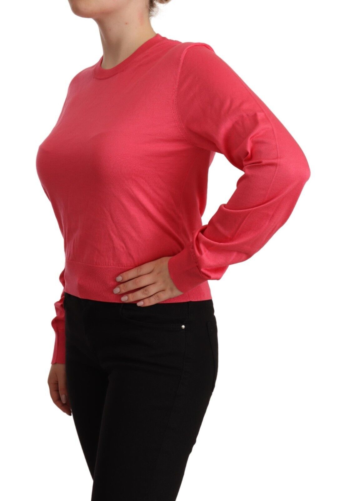 Dolce & Gabbana Elegant Pink Silke Crewneck Sweater