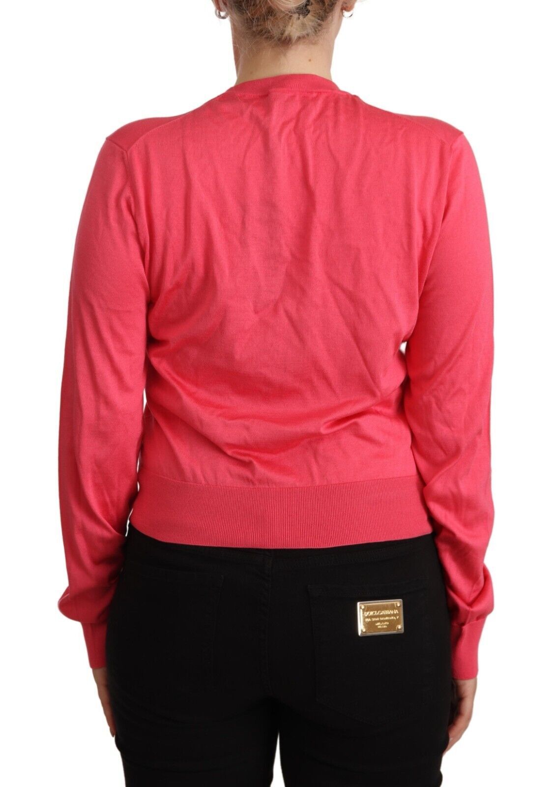 Dolce & Gabbana Elegant Pink Silke Crewneck Sweater