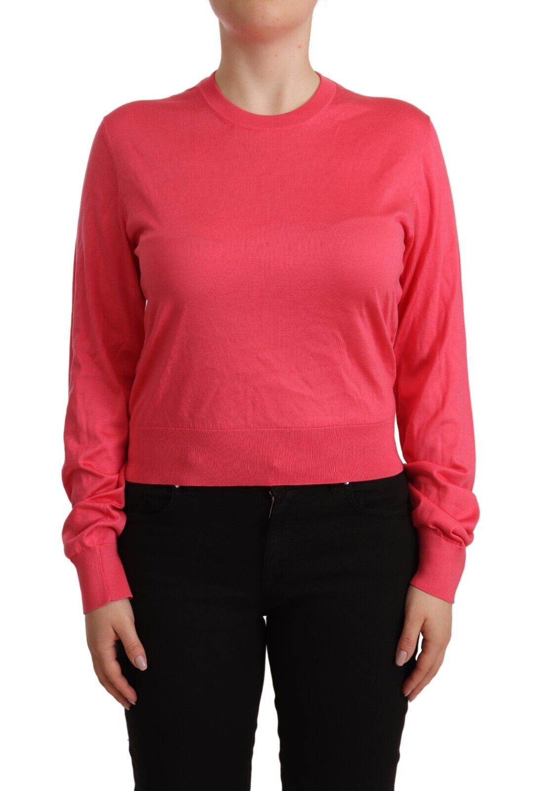 Dolce & Gabbana Elegant Pink Silke Crewneck Sweater