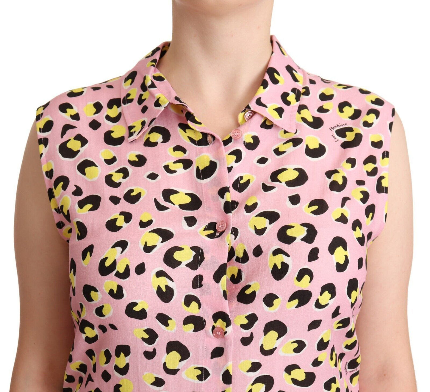 Love Moschino Ærmeløs Polotop Med Leopardprint