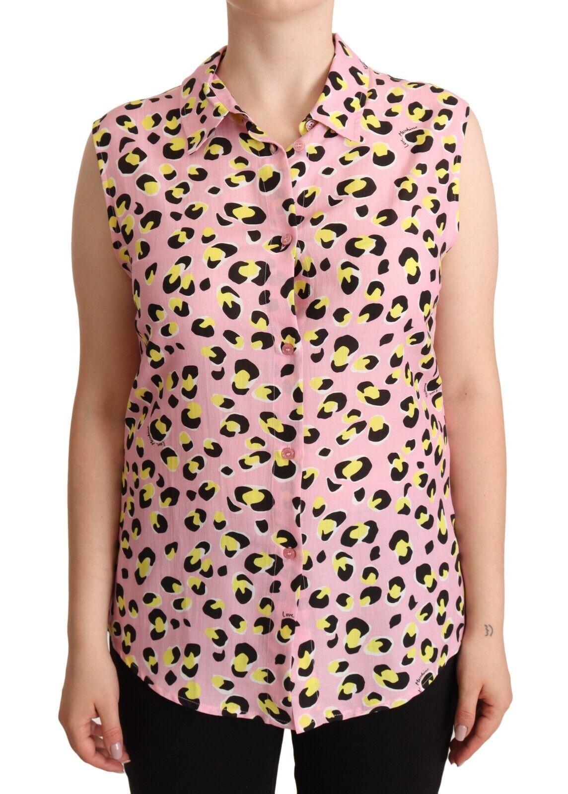 Love Moschino Ærmeløs Polotop Med Leopardprint