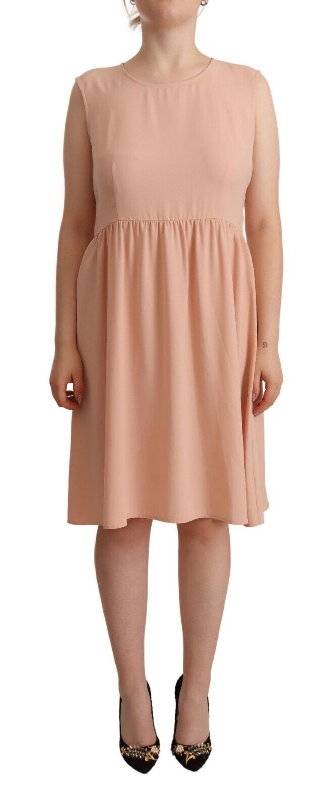 Twinset Elegant Beige Ærmeløs Shift Kjole