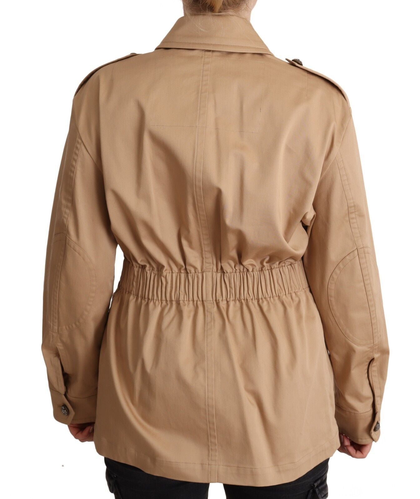 Dolce & Gabbana Chic Beige Button Down Frakke med Udsmykninger