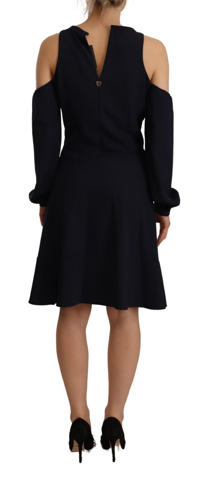 Twinset Chic Sort Åben Skulder A-Line Kjole