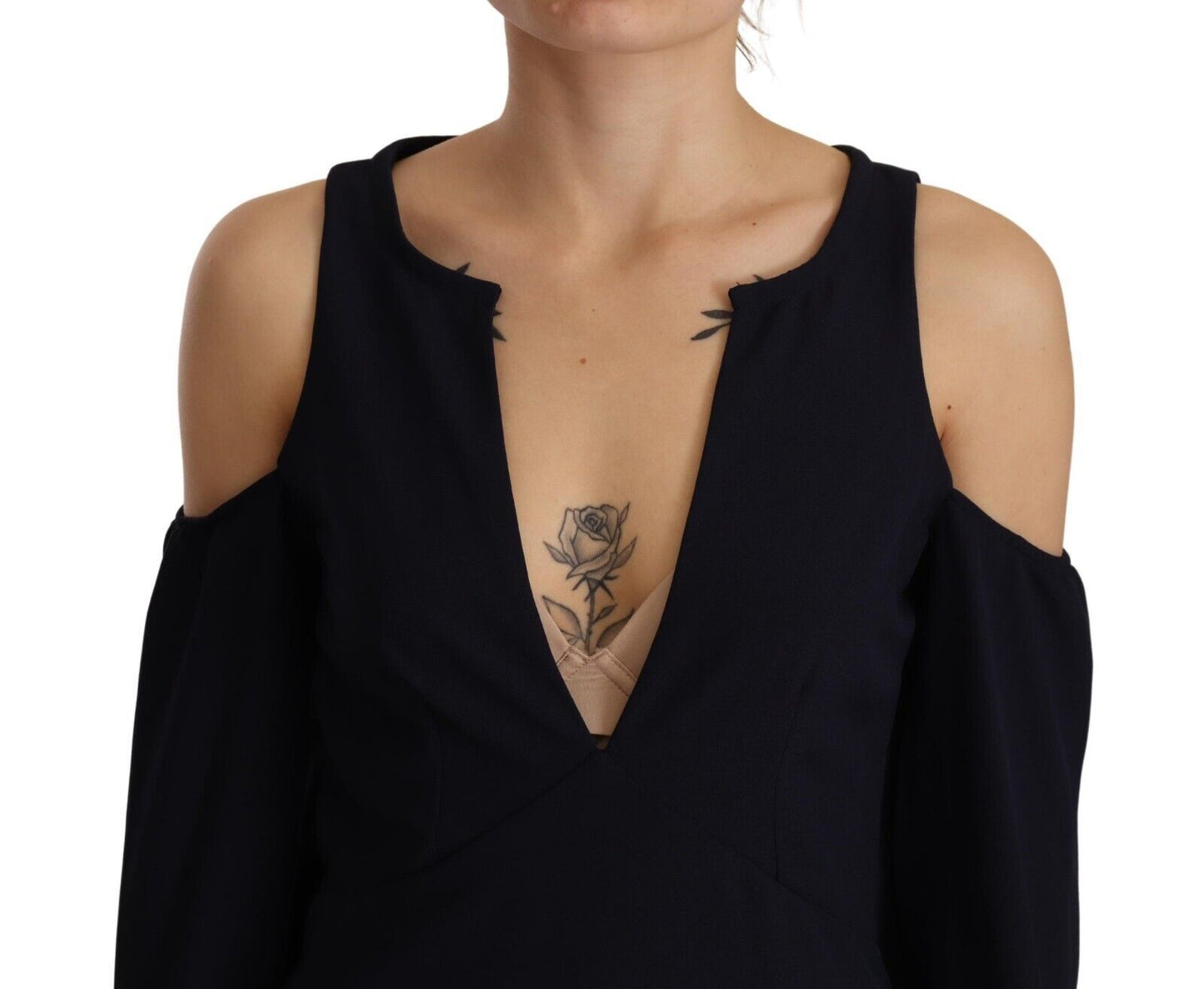 Twinset Chic Sort Åben Skulder A-Line Kjole