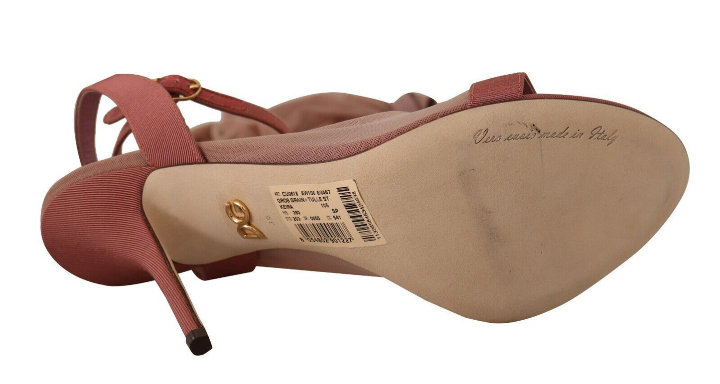 Dolce & Gabbana Elegante Lyserøde Sandaler med Ankelrem og Høje Hæle