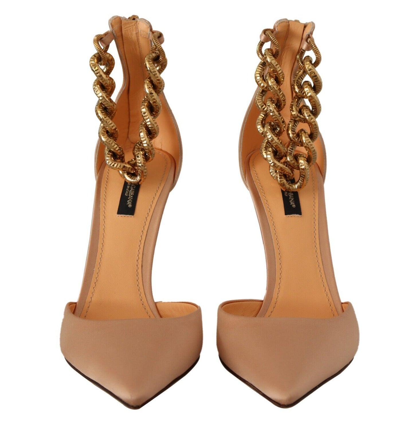 Dolce & Gabbana Elegante Beige Silke Pumps Med Ankelrem