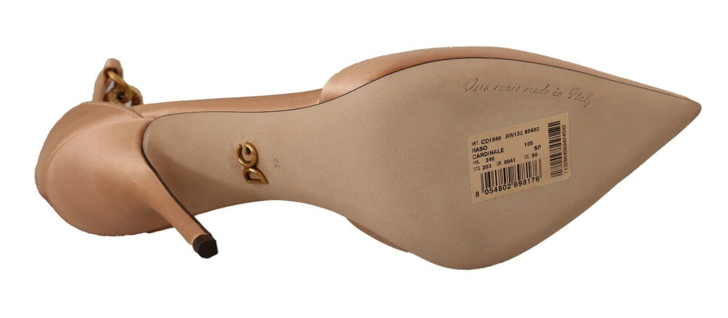 Dolce & Gabbana Elegante Beige Silke Pumps Med Ankelrem