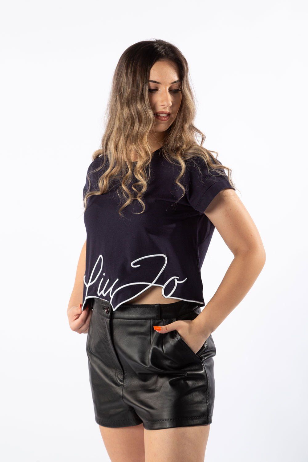 Dolce & Gabbana sorte lammeskindsshorts til kvinder