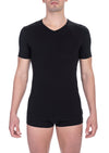 Bikkembergs Black Cotton Men V-Neck T-Shirt Twin Pack