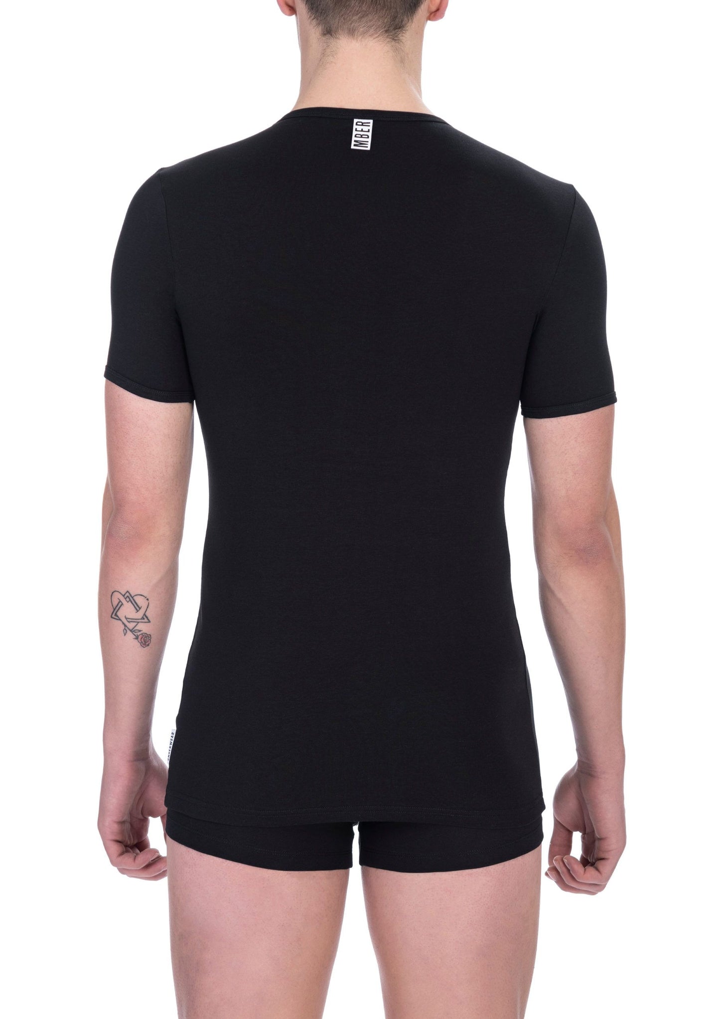 Bikkembergs Black Cotton Men V-Neck T-Shirt Twin Pack