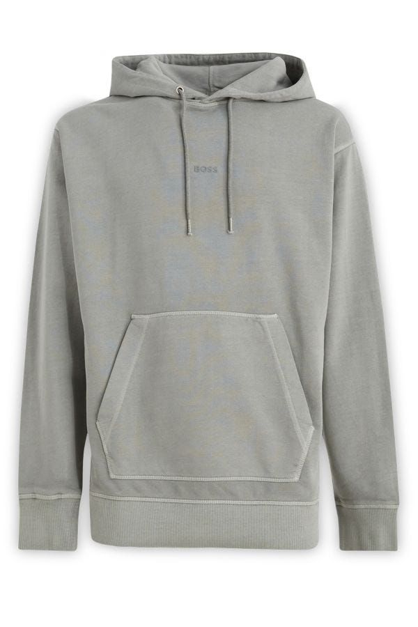 Hugo Boss Elegant Grå Bomulds Hættetrøje