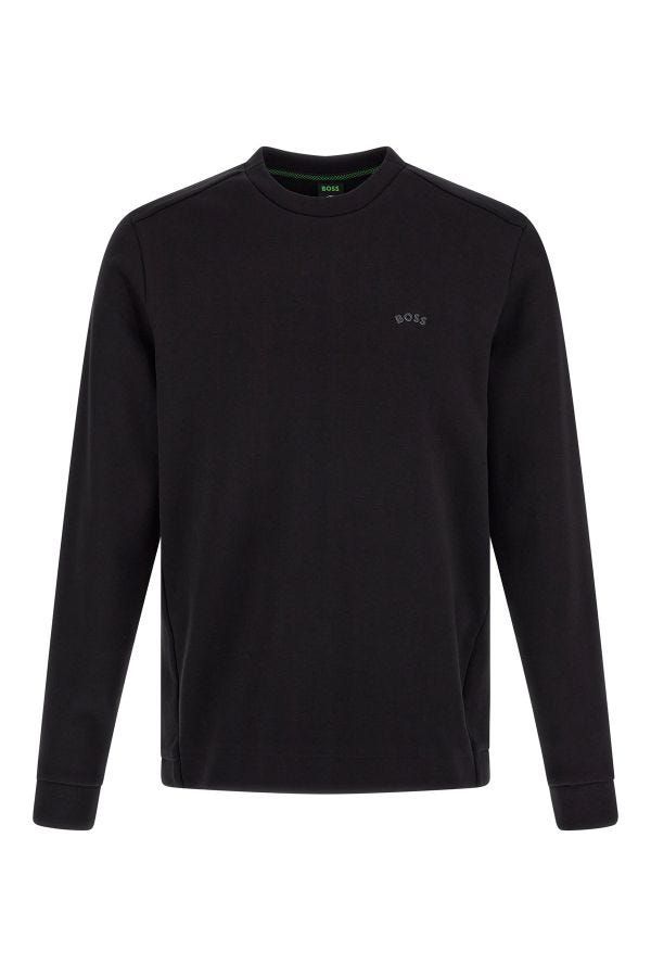 Hugo Boss Elegant Sort Bomuldssweatshirt med Rund Hals