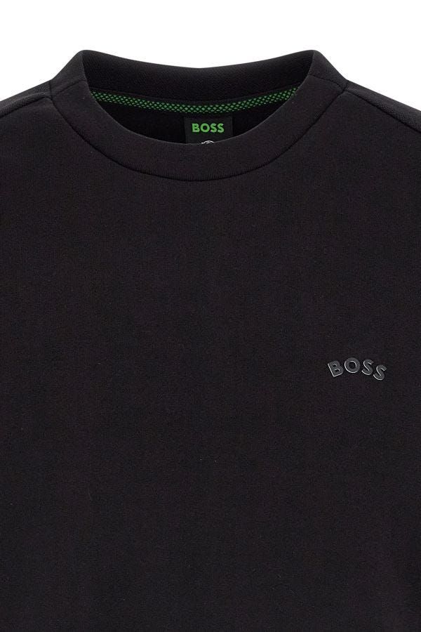 Hugo Boss Elegant Sort Bomuldssweatshirt med Rund Hals