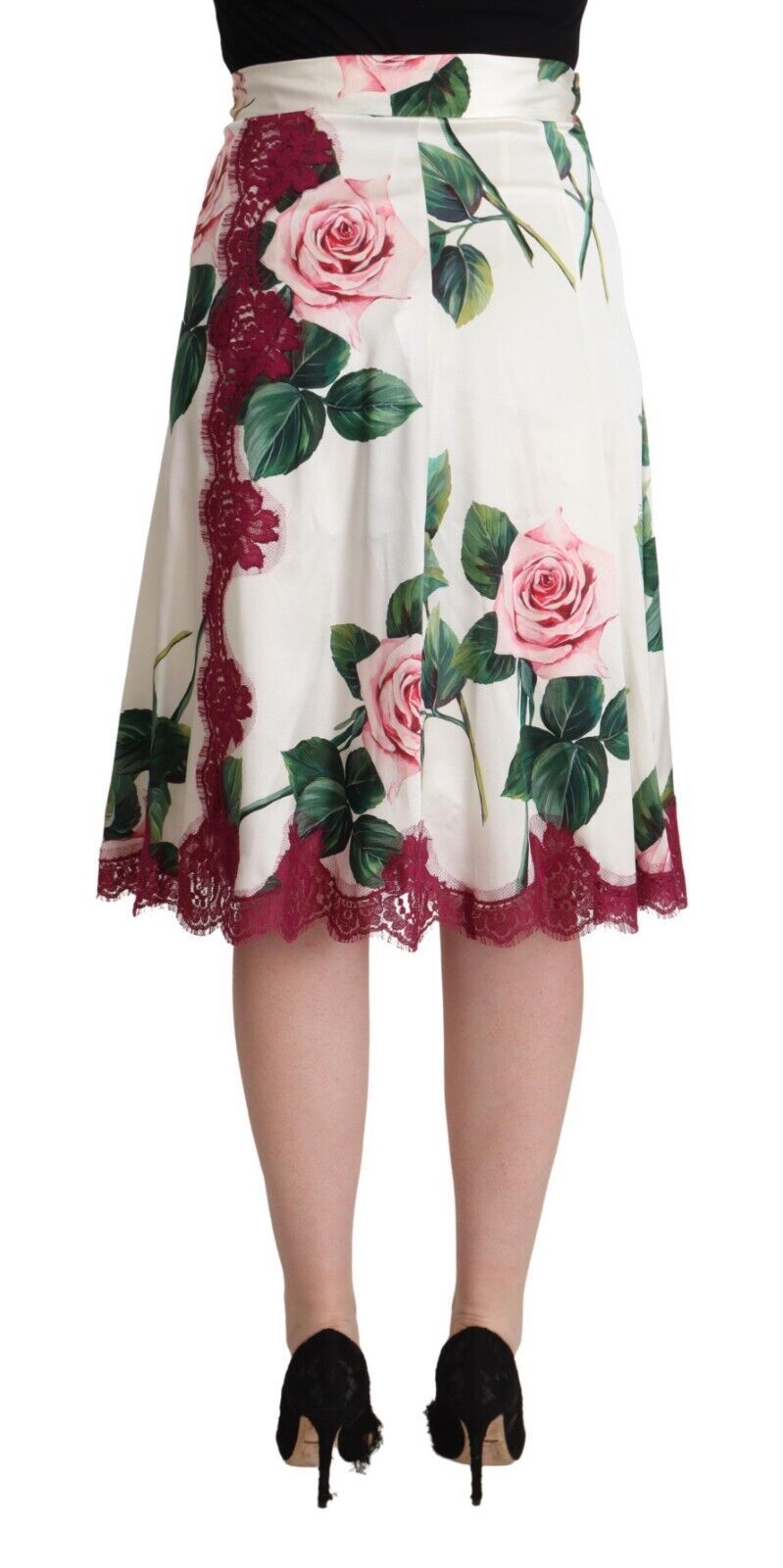 Dolce & Gabbana Elegant Blomsterprintet A-formet Midi-nederdel