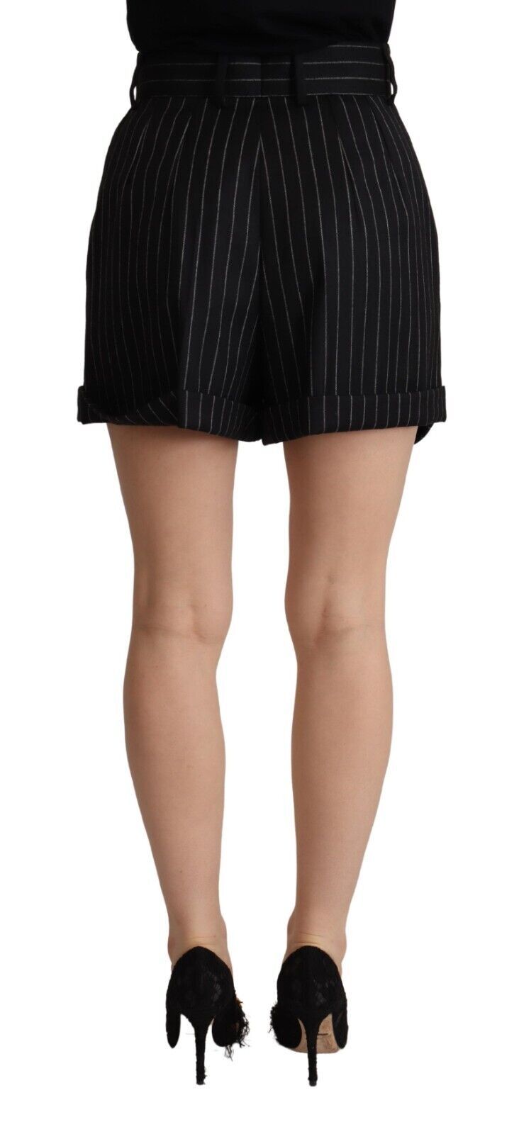 Dolce & Gabbana Elegante Højtaljede Stribede Bermudashorts