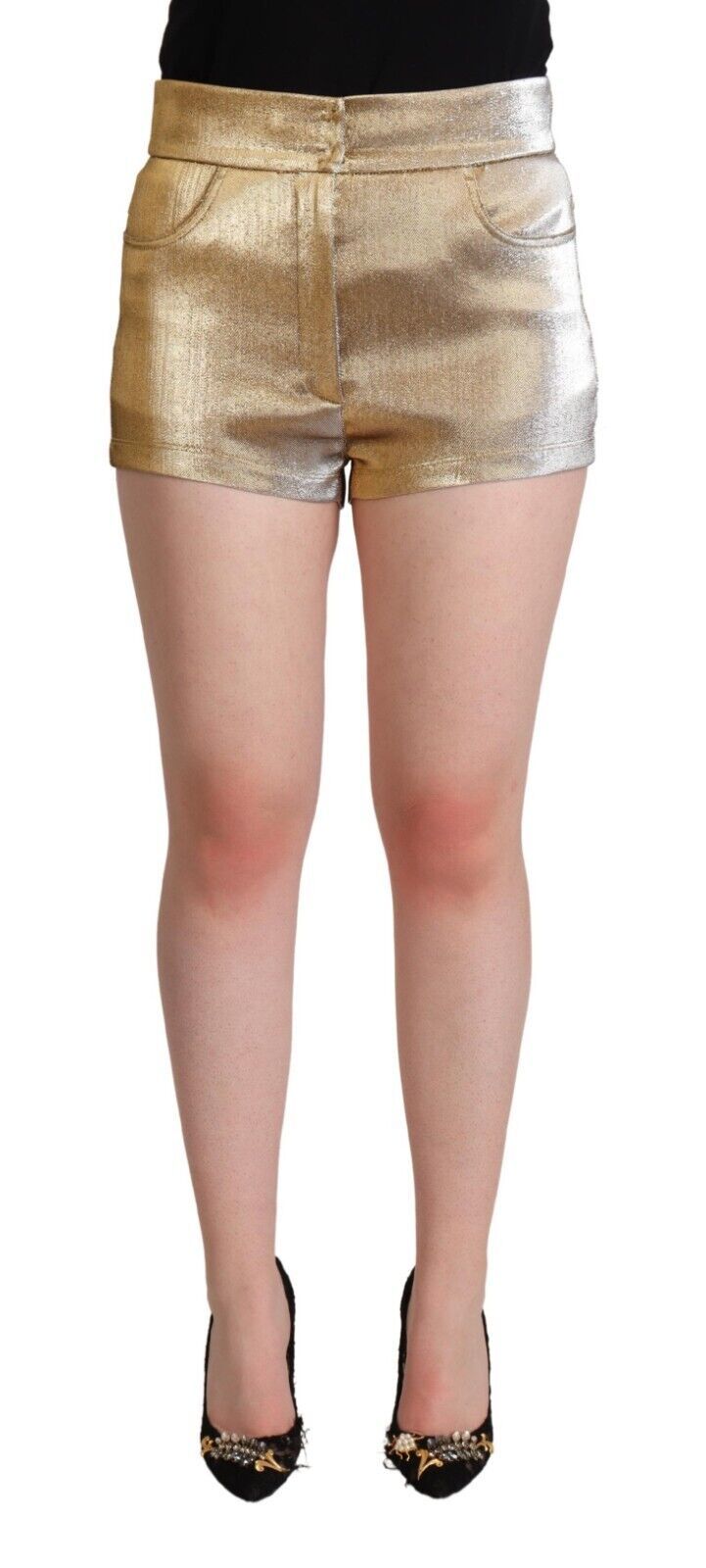 Dolce & Gabbana Elegante Metalliske Guld Hotpants
