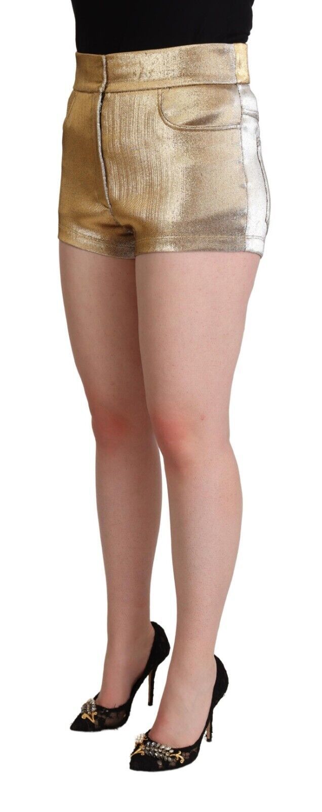 Dolce & Gabbana Elegante Metalliske Guld Hotpants