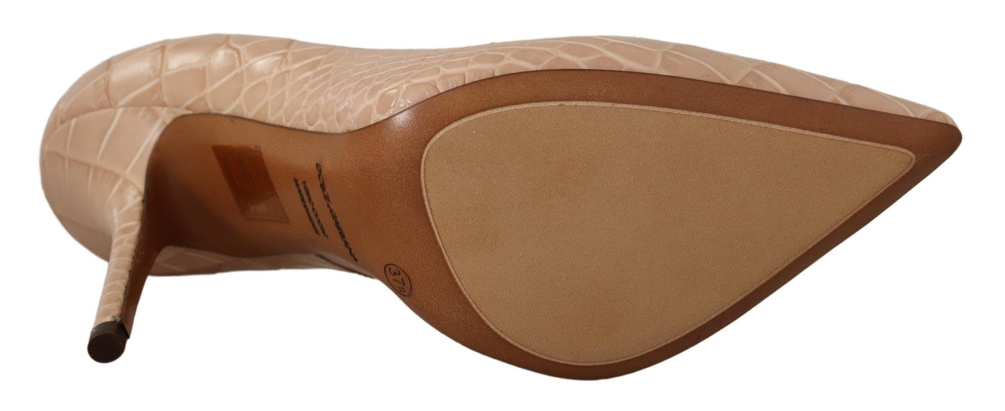 Dolce & Gabbana Elegante Beige Nude Læderpumps