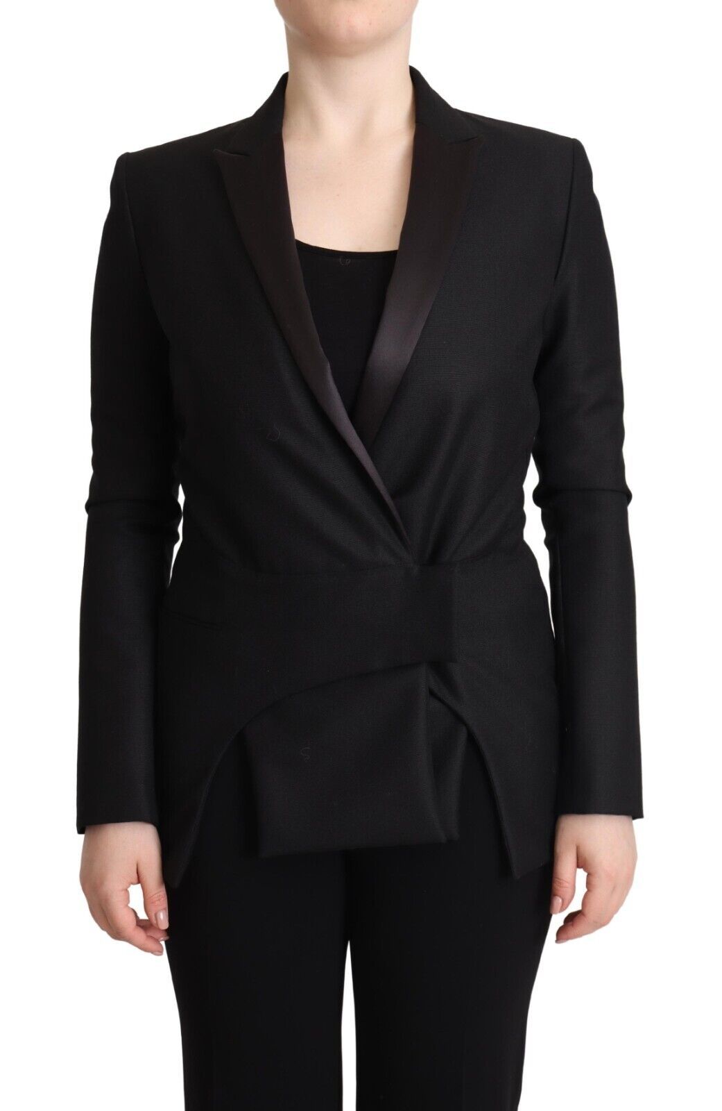 Costume National Elegant Sort Dobbeltradet Blazer