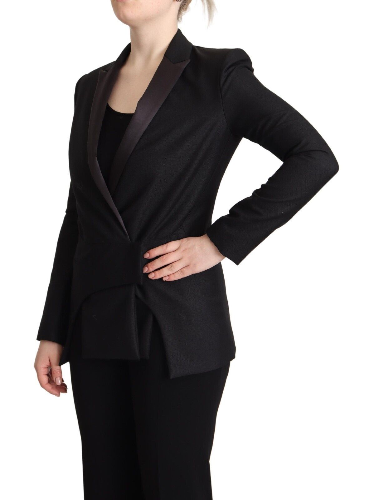 Costume National Elegant Sort Dobbeltradet Blazer