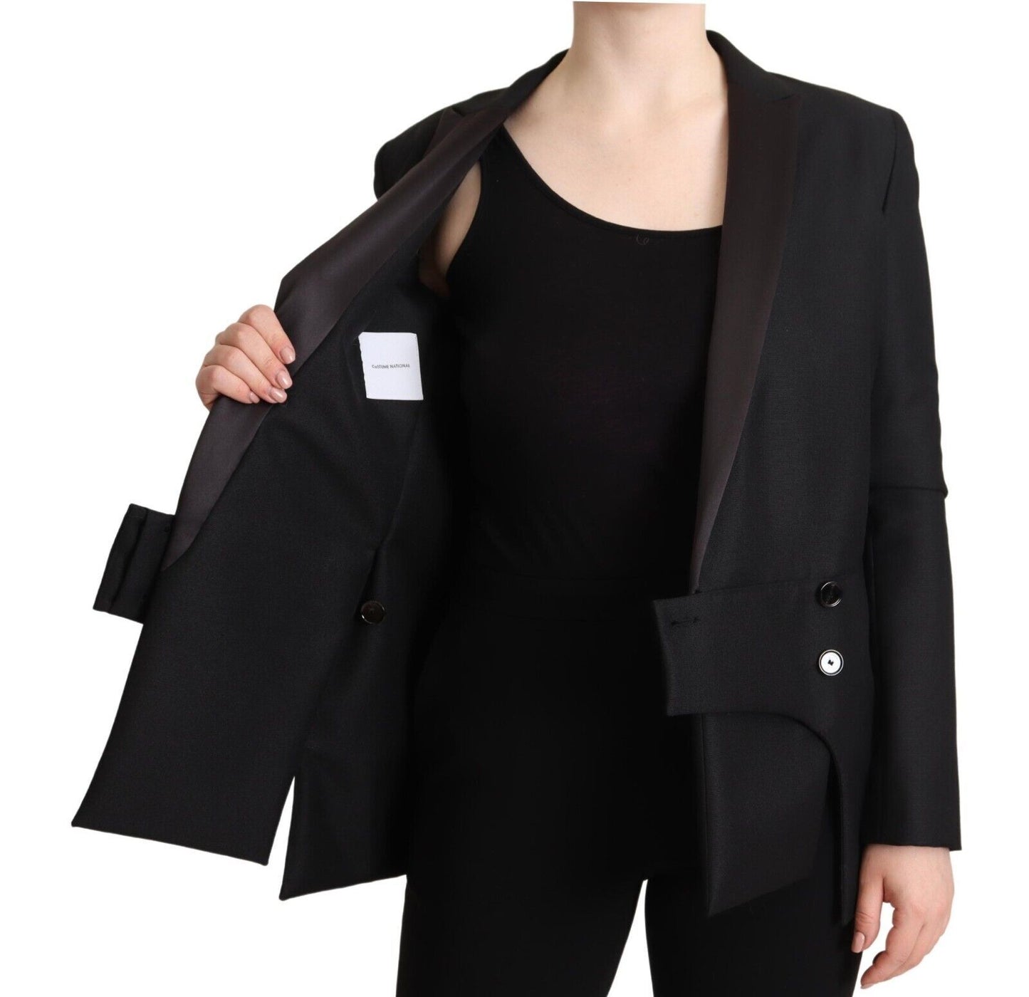 Costume National Elegant Sort Dobbeltradet Blazer