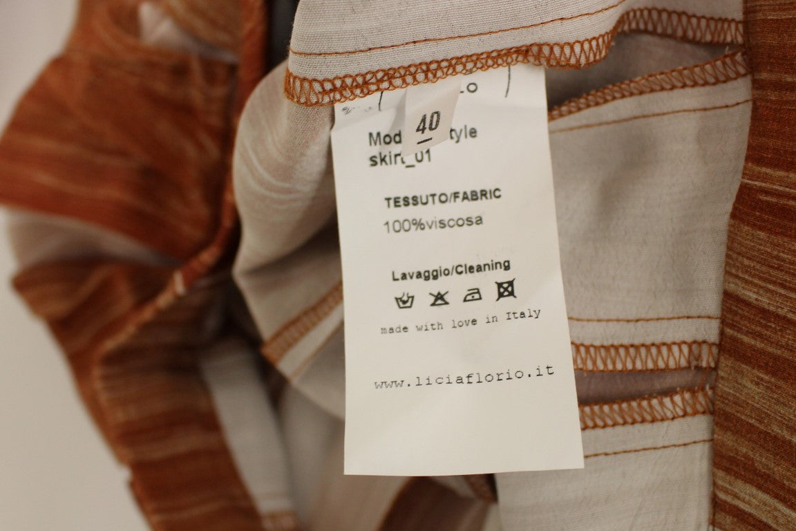 Licia Florio Orangebrun Chic Nederdel Under Knæene