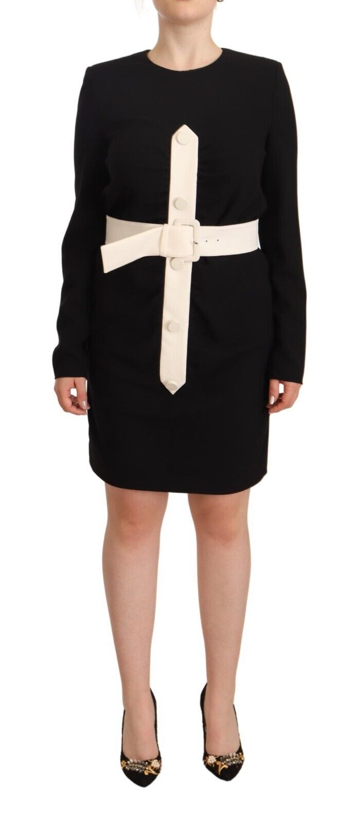 Givenchy Elegant Sort Uld Minikjole med Bælte