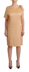 Moschino Elegant Beige Shift-kjole med Én Ærme