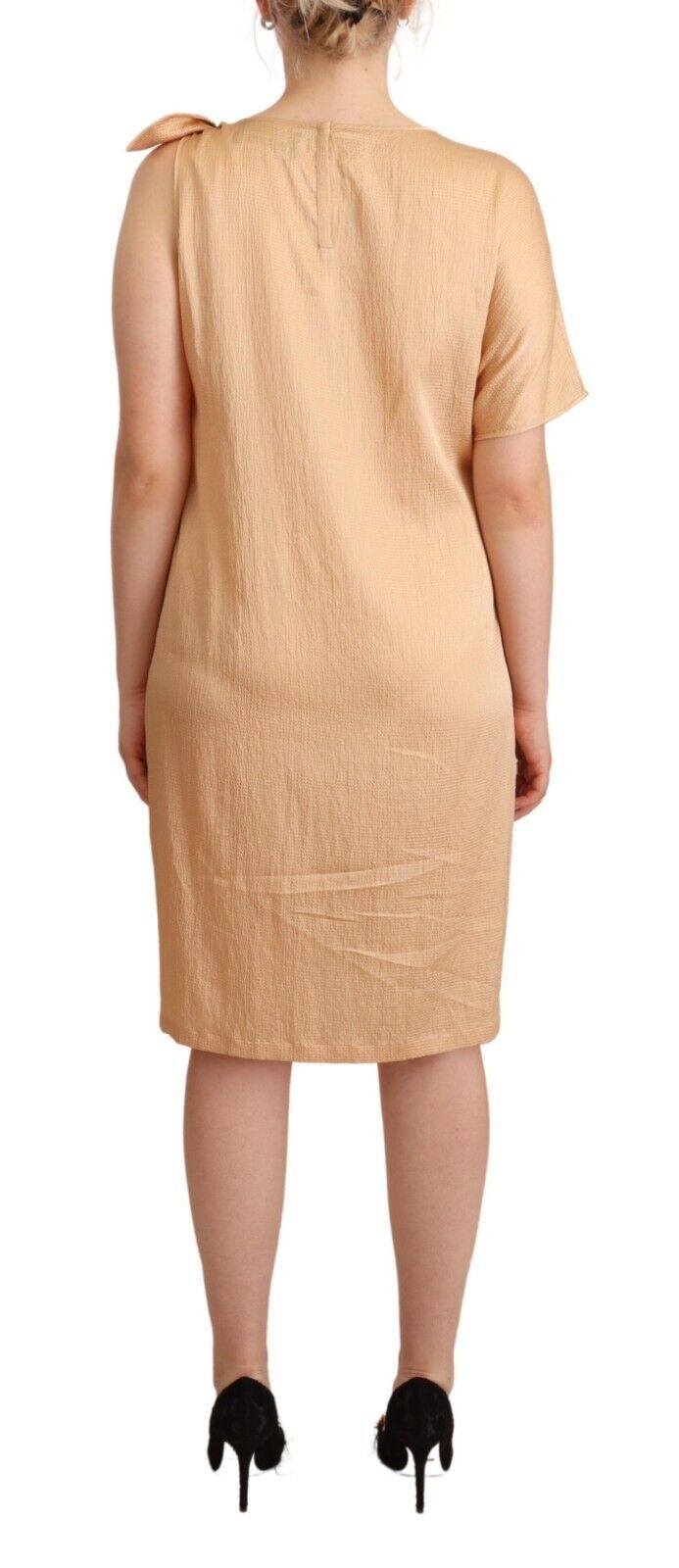 Moschino Elegant Beige Shift-kjole med Én Ærme