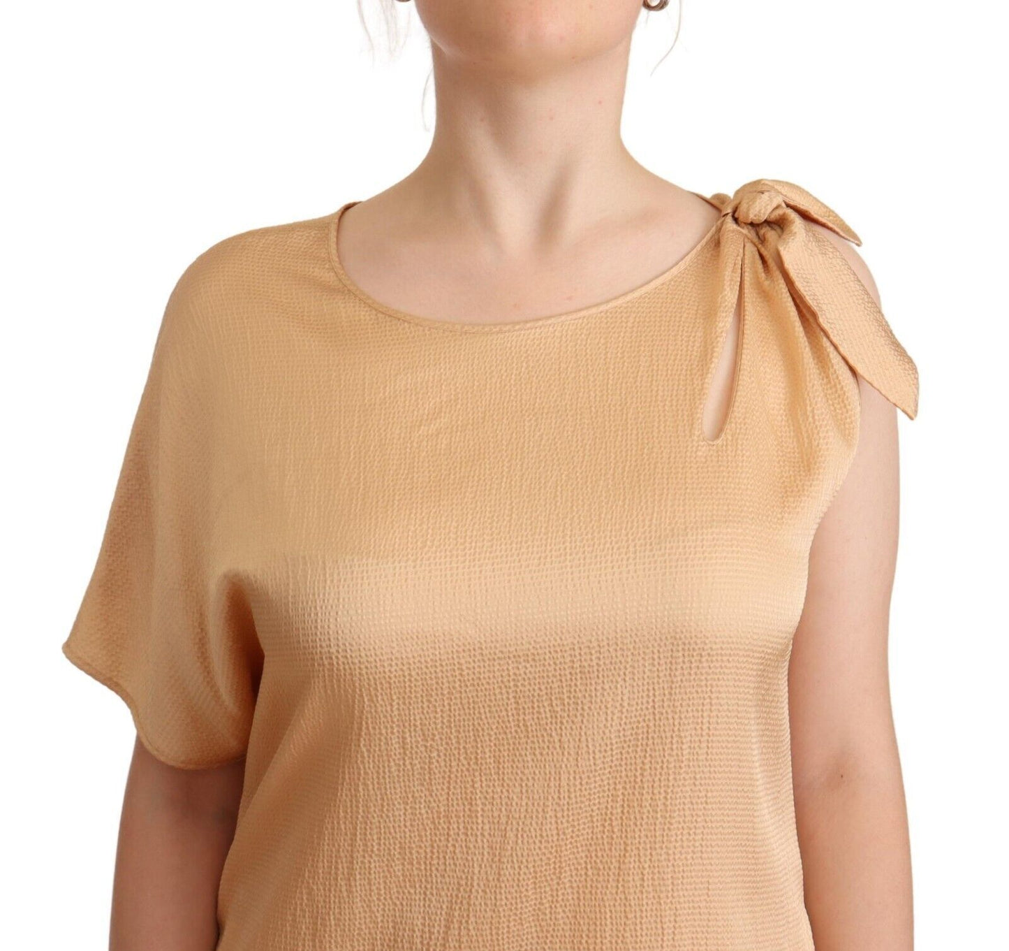 Moschino Elegant Beige Shift-kjole med Én Ærme