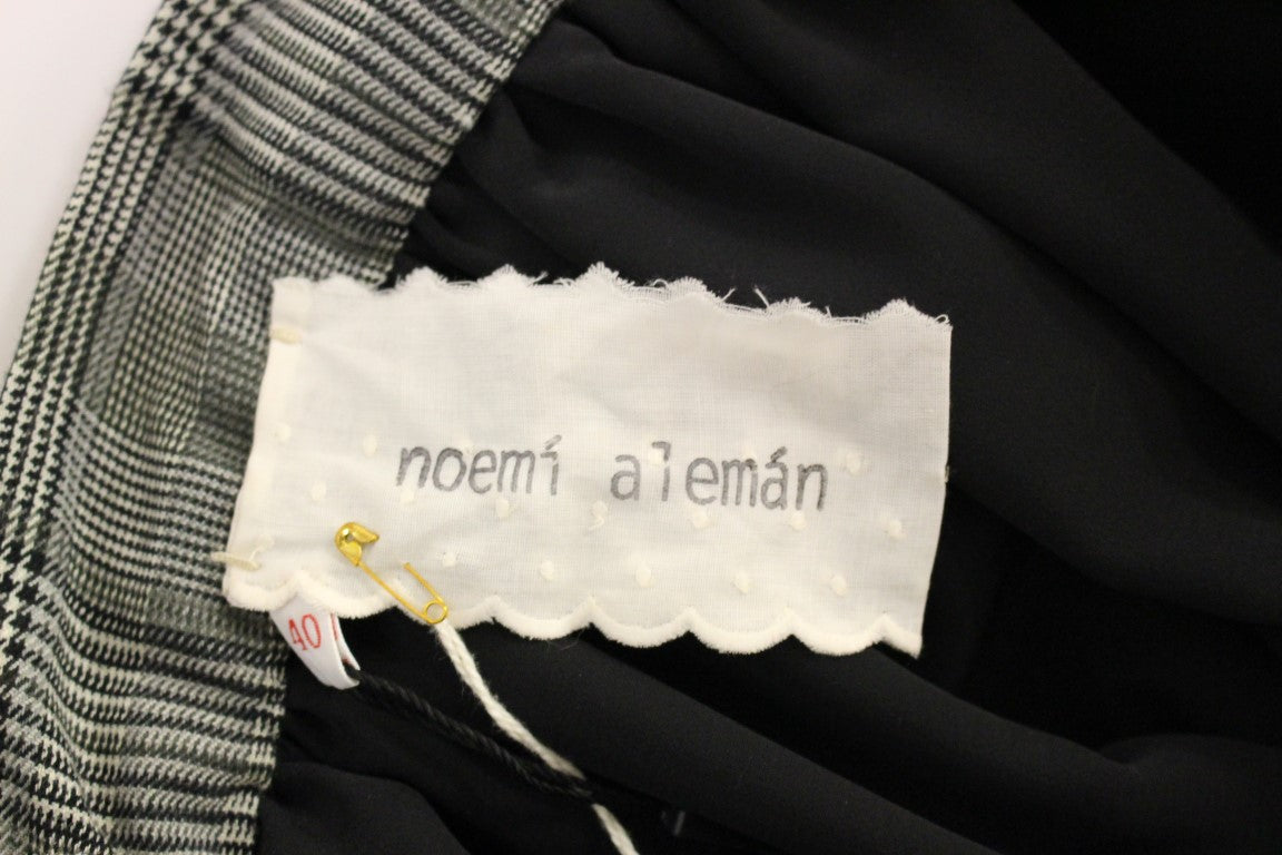 NOEMI ALEMÁN Elegant Grå Ternet Uld Shorts Nederdel