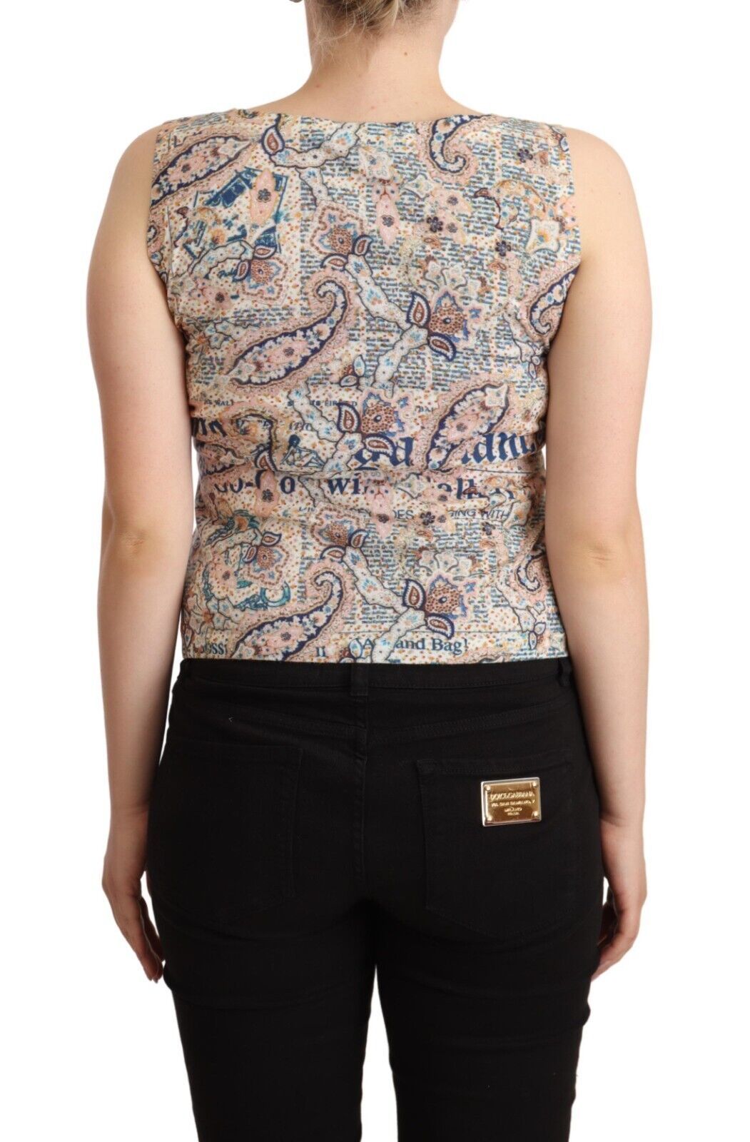 John Galliano Flerfarvet bomulds tanktop med V-hals og ærmeløs design