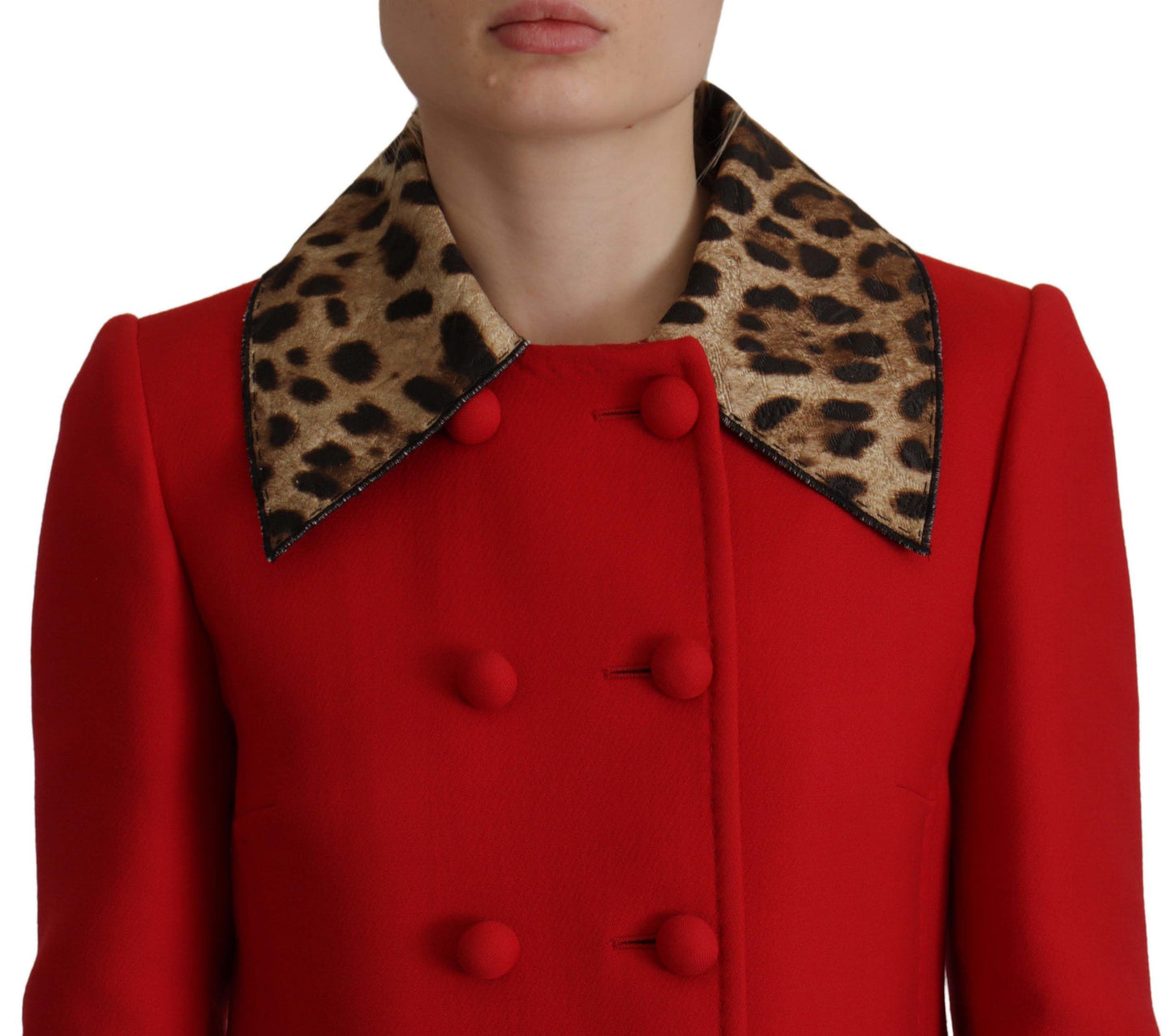 Dolce & Gabbana Elegant Rød Leopard Trenchcoat