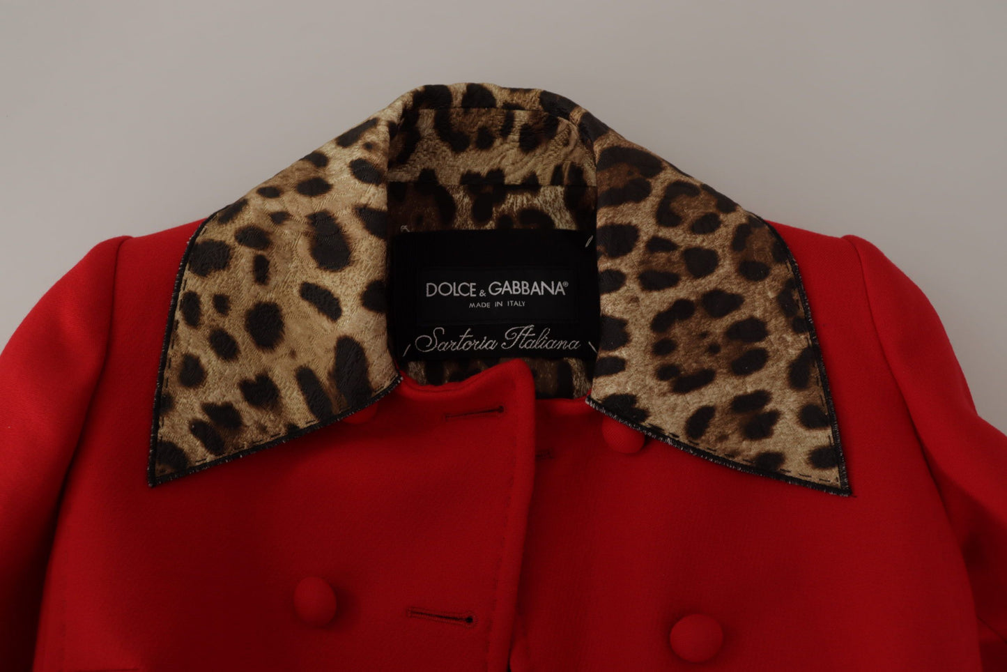 Dolce & Gabbana Elegant Rød Leopard Trenchcoat