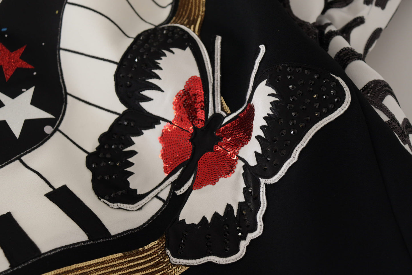 Dolce & Gabbana højtaljet A-formet udsmykket sort nederdel