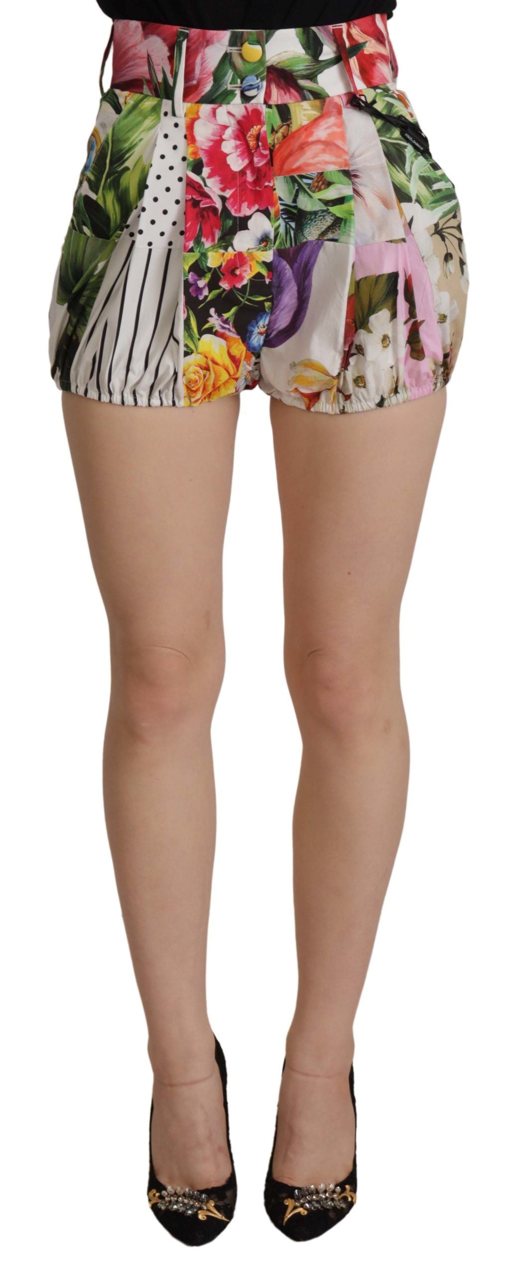 Dolce & Gabbana Flerfarvede Majolica Blomster Højtaljede Shorts