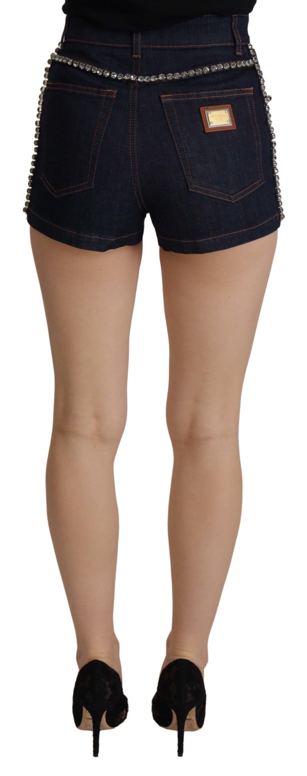 Dolce & Gabbana Chic højtaljede hotpants shorts med krystaldetaljer